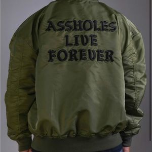 Linda Finegold Unisex Reversible Bomber Jacket- ASSHOLES LIVE FOREVER